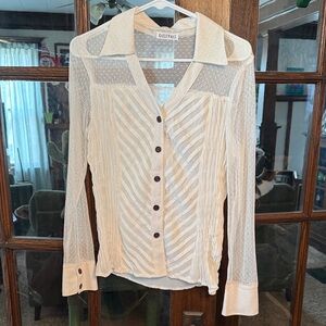 Kaelyn- Max Y2K Lily White Sheer Striped Button-Down Shirt